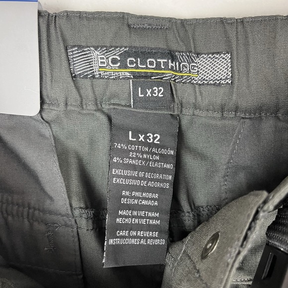 BC Clothing Men's Large 32 Hiking Convertible Outdoor Cargo Gray Pants - Picture 7 of 9